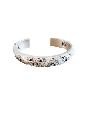 Flora Double Hinged Bracelet Silver Tone Pavé Crystal Retail $148